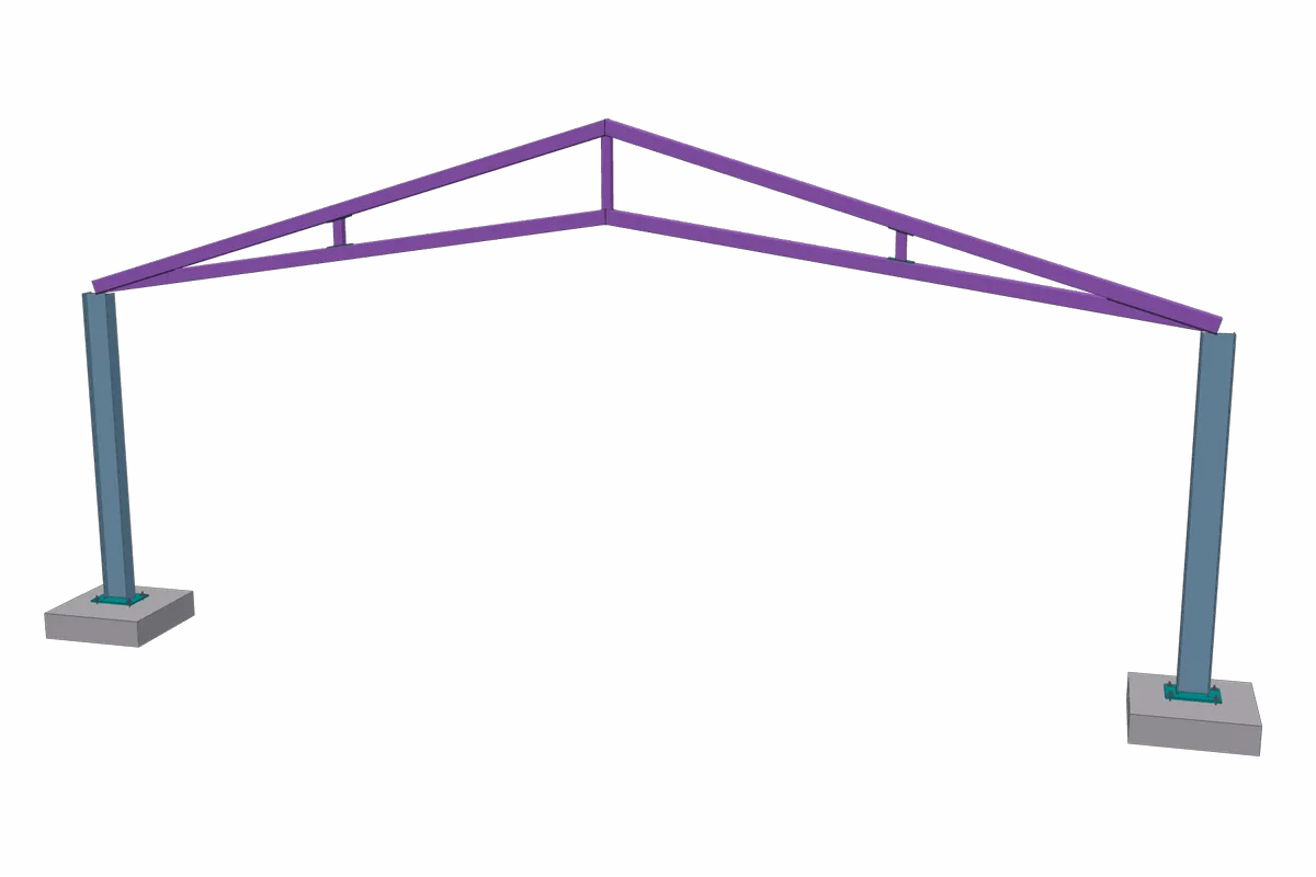 A tube scissor truss with sloping bottom chords.